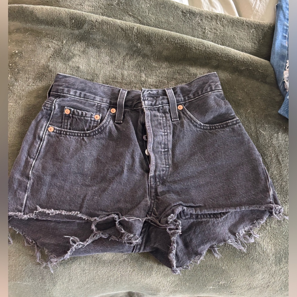 Levi's Gray Distressed Women Shorts